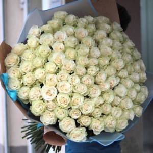Высокие букет 101 белая роза 80-90 см R1961